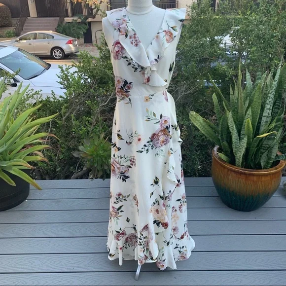 knee length dresses for ladies Leia Dusty Lavender Ruffled Floor Length Dress – Thread + Vine Boutique main image 0